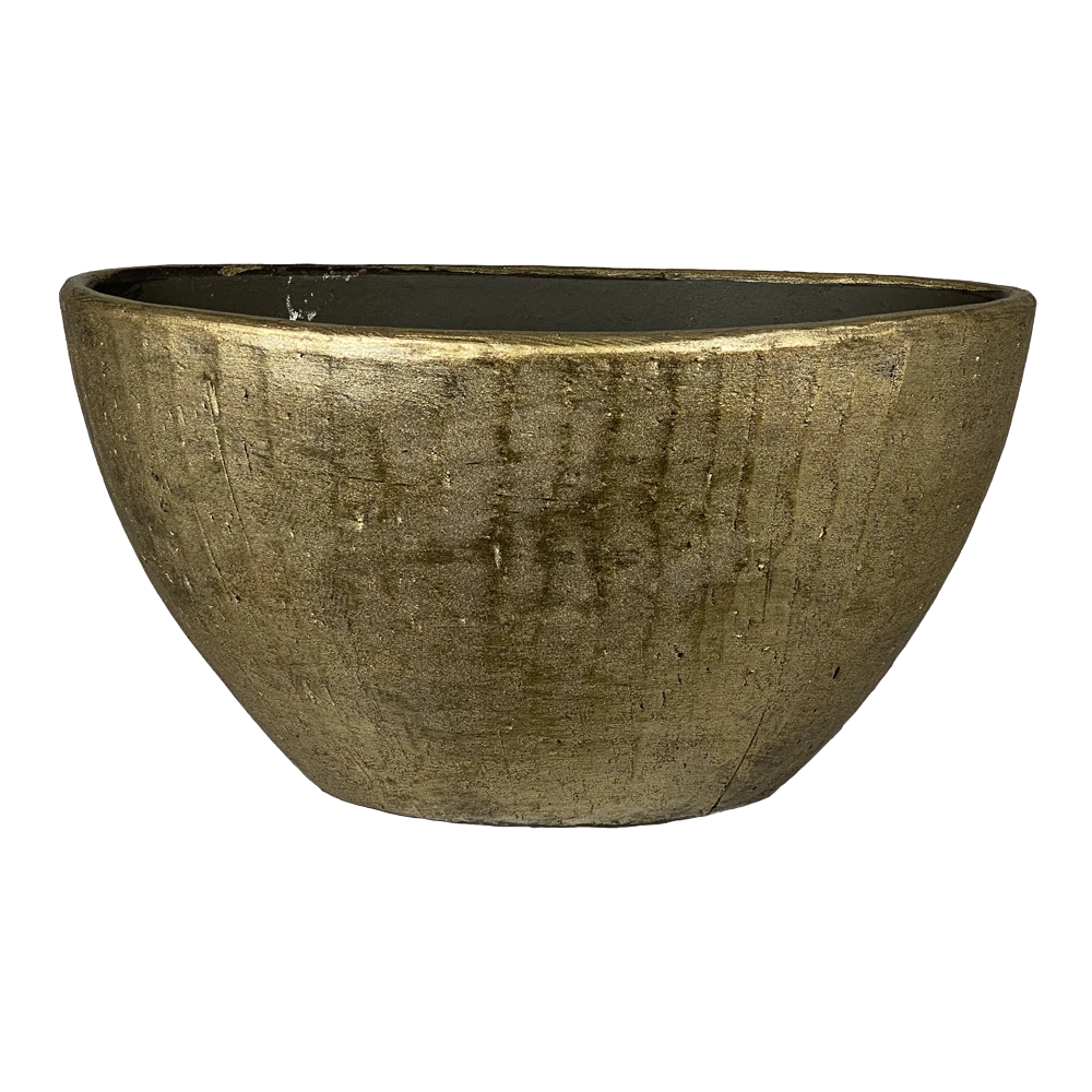 Bloempot Kos Ovaal - L41 X B19 X H22cm - Goud 1 Bloempot Kos Ovaal - L41 X B19 X H22cm - Goud