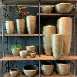 Bloempot Kos - D30 X H27cm - Goud 5 Bloempot Kos - D30 X H27cm - Goud -Bloeiplek Verkoopwinkel bloempot kos serie goud bloempot 3 1 2