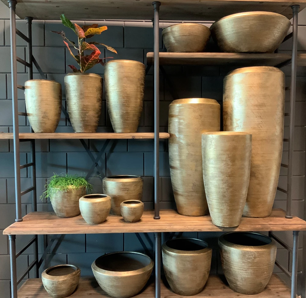 Plantenschaal Kos - D55 X H22cm - Goud 3 Plantenschaal Kos - D55 X H22cm - Goud - Afbeelding 3