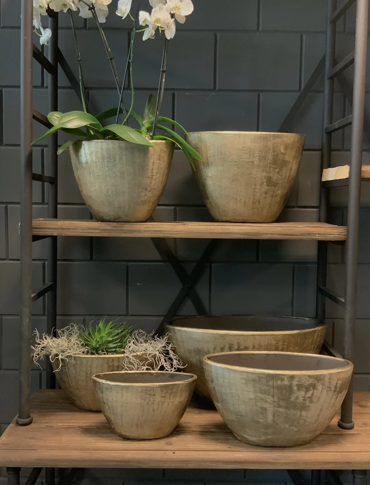 Bloempot Kos Ovaal - L41 X B19 X H22cm - Goud 3 Bloempot Kos Ovaal - L41 X B19 X H22cm - Goud - Afbeelding 3