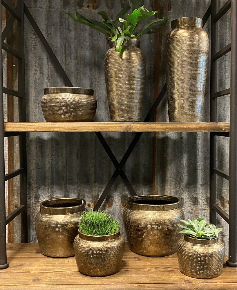 Bloempot Marrakesh - D24 X H21cm - Zilver Goud 3 Bloempot Marrakesh - D24 X H21cm - Zilver Goud - Afbeelding 3