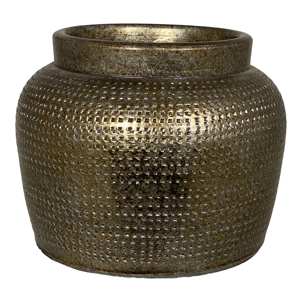 Bloempot Marrakesh - D24 X H21cm - Zilver Goud 1 Bloempot Marrakesh - D24 X H21cm - Zilver Goud