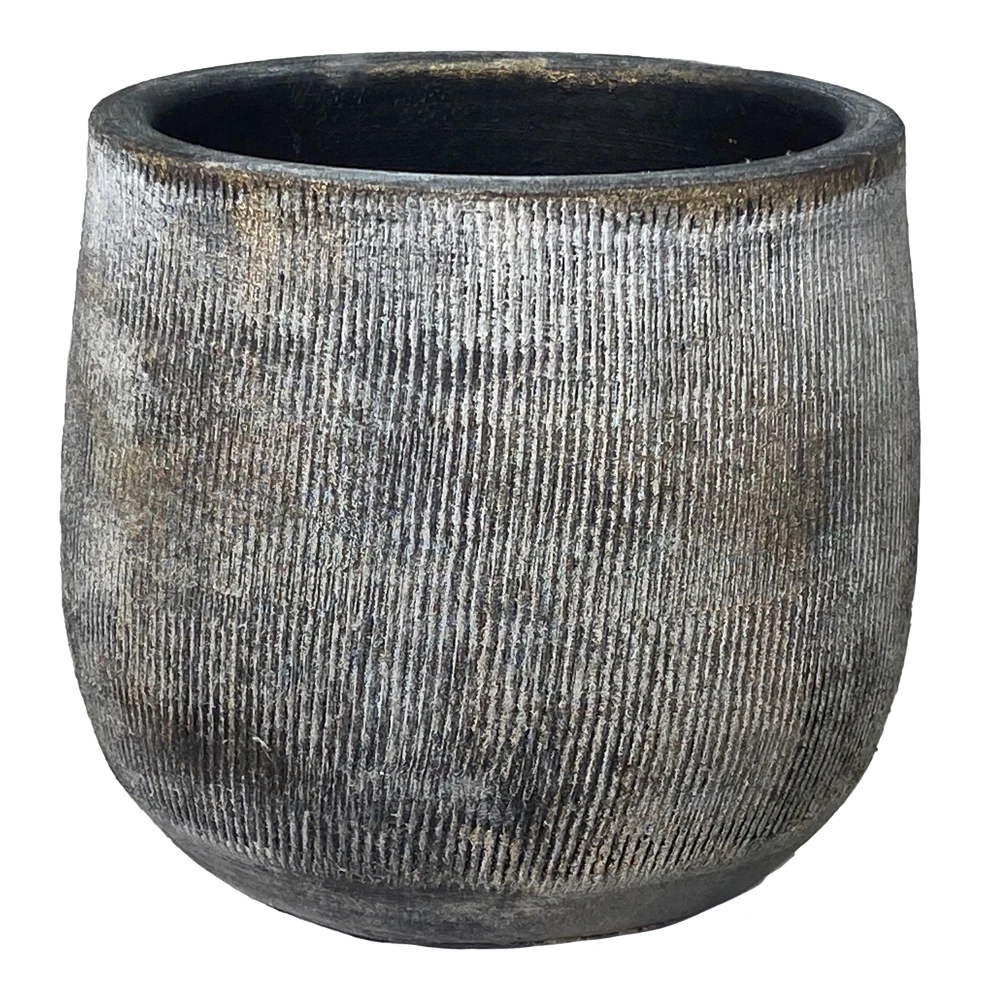 Bloempot Miami - D23 X H21cm - Zwart Cement 1 Bloempot Miami - D23 X H21cm - Zwart Cement