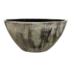 Bloempot Miami Ovaal - L30 X D13 X H17cm - Zwart Cement