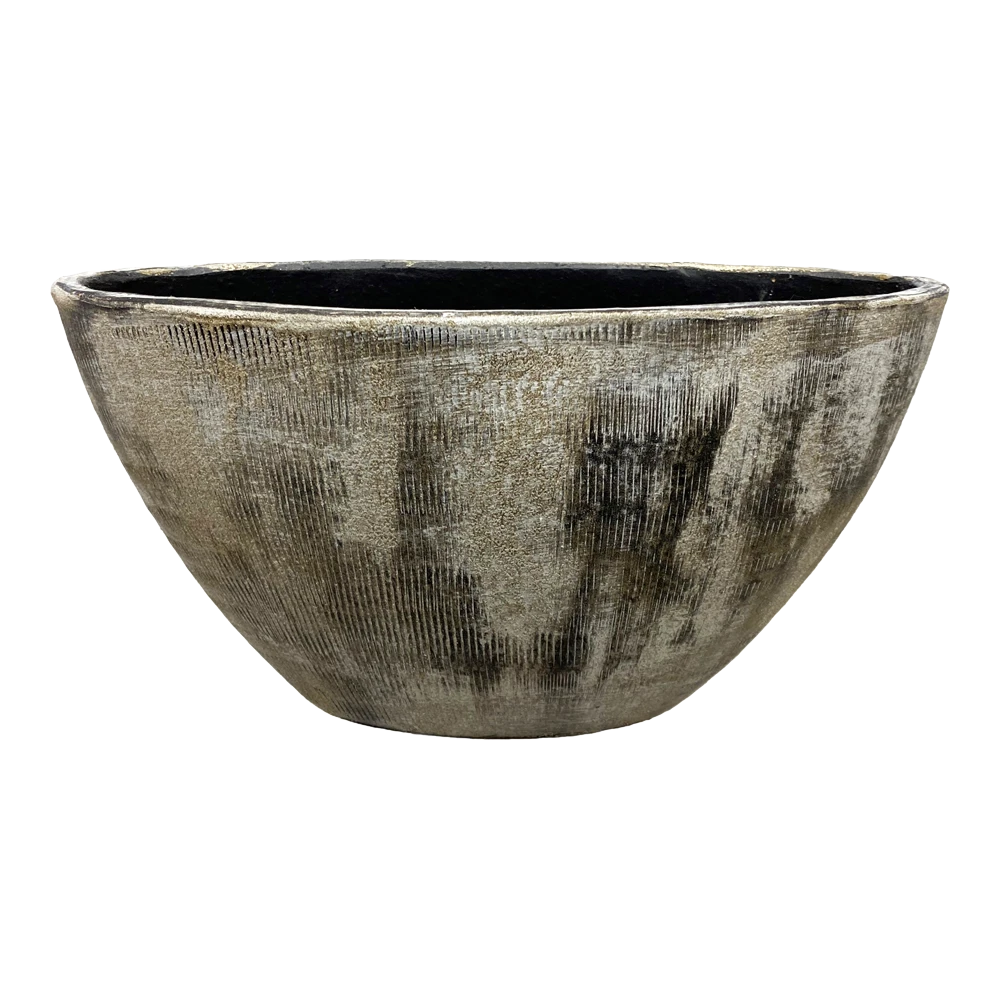 Bloempot Miami Ovaal - L30 X D13 X H17cm - Zwart Cement 1 Bloempot Miami Ovaal - L30 X D13 X H17cm - Zwart Cement