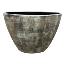 Bloempot Miami Ovaal - L33 X D13 X H24cm - Zwart Cement