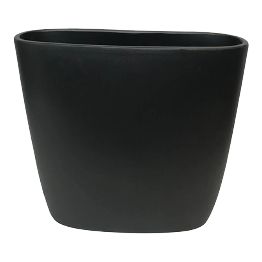 Bloempot Shanon Ovaal - L38 X B16 X H38cm - Mat Zwart