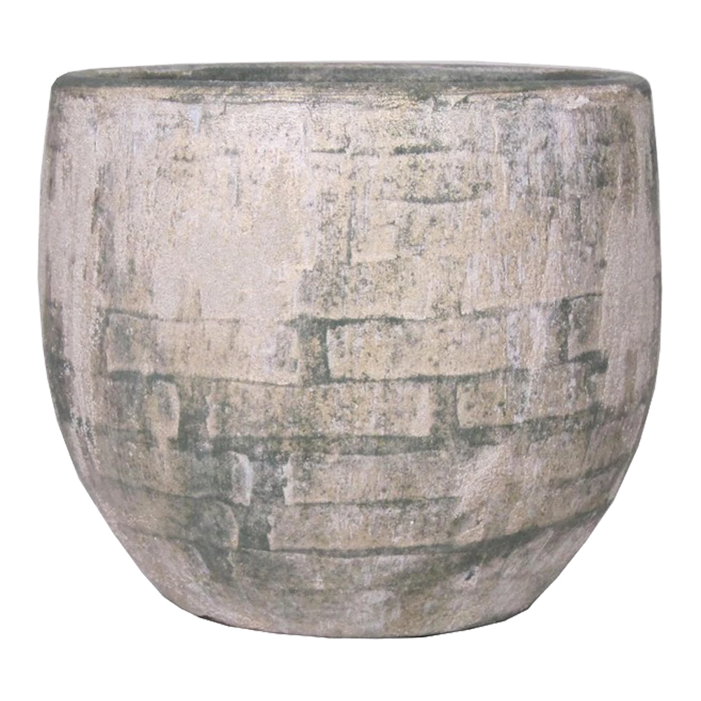 Bloempot Steef - D39 X H36cm - Creme Groen 1 Bloempot Steef - D39 X H36cm - Creme Groen