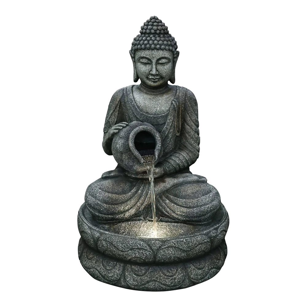 Buddha Met Waterkruik - 81cm Hoog - Polystone 1 Buddha Met Waterkruik - 81cm Hoog - Polystone