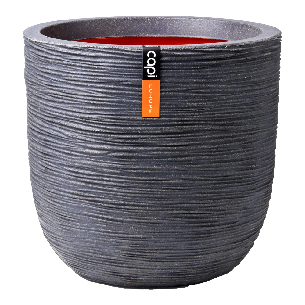 Capi Bloempot Bol Nature Rib NL - D43 X H41cm - Donkergrijs 1 Capi Bloempot Bol Nature Rib NL - D43 X H41cm - Donkergrijs