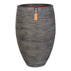 Capi Bloempot Hoog Nature Elegant Deluxe Rib NL - D45 X H72cm - Antraciet