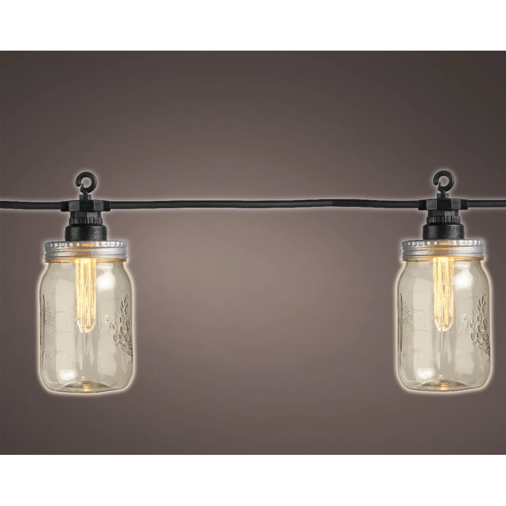 Lumineo Feestverlichting Lichtsnoer Weckpotjes - 950cm - 20 LEDS - Klassiek Warm 2 Lumineo Feestverlichting Lichtsnoer Weckpotjes - 950cm - 20 LEDS - Klassiek Warm - Afbeelding 2