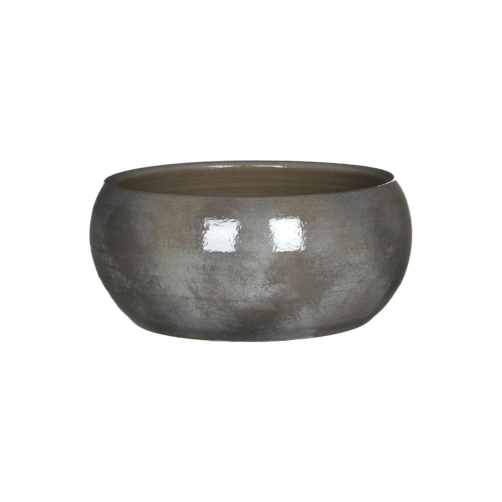 Plantenschaal Lester - D28 X H12cm - Donkergrijs 1 Plantenschaal Lester - D28 X H12cm - Donkergrijs