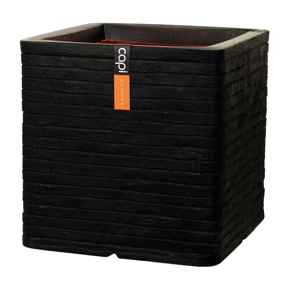 Capi Plantenbak Vierkant Nature Row NL - L40 X B40 X H40cm - Zwart 1 Capi Plantenbak Vierkant Nature Row NL - L40 X B40 X H40cm - Zwart