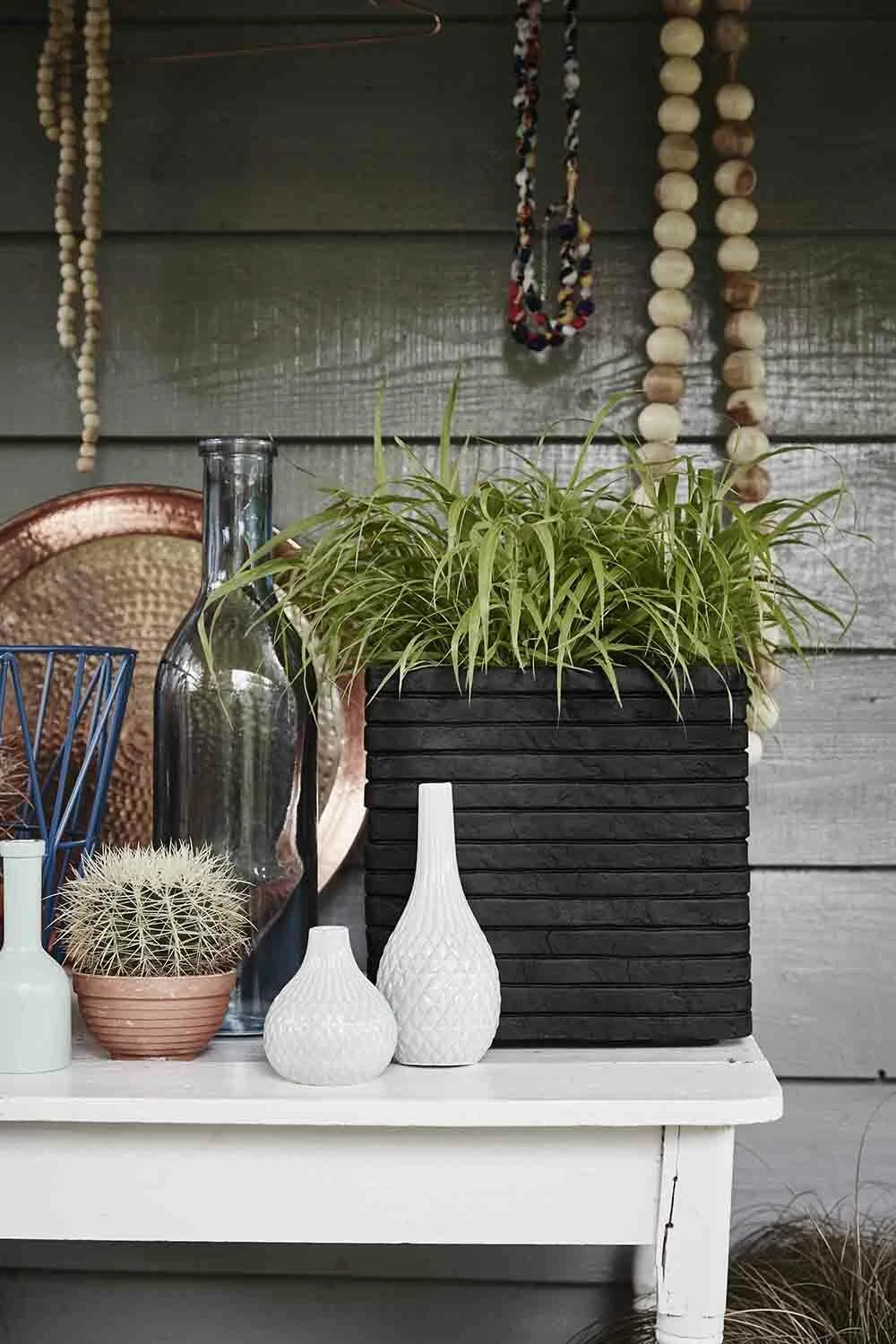 Capi Plantenbak Vierkant Nature Row NL - L40 X B40 X H40cm - Zwart 2 Capi Plantenbak Vierkant Nature Row NL - L40 X B40 X H40cm - Zwart - Afbeelding 2