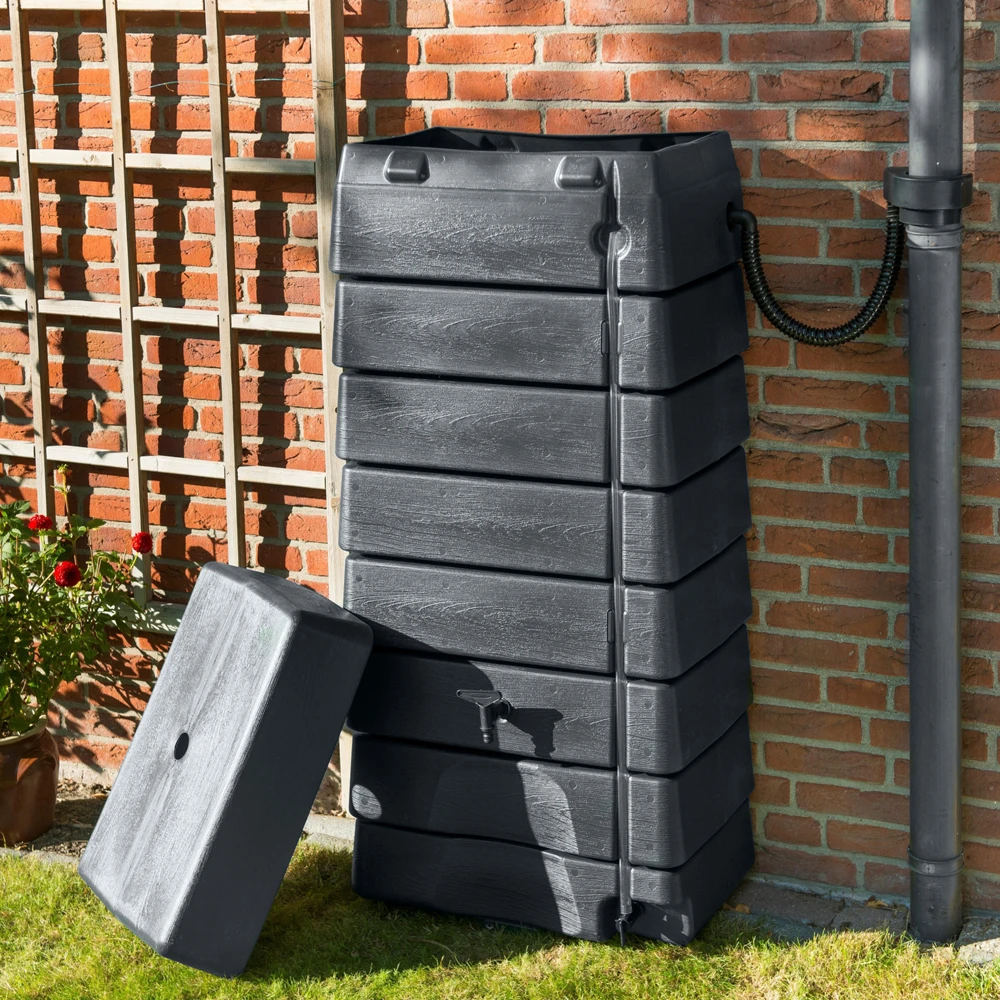 Regentank 276L Kunststof - Antraciet - H135x60x40cm - Nature 4 Regentank 276L Kunststof - Antraciet - H135x60x40cm - Nature - Afbeelding 4