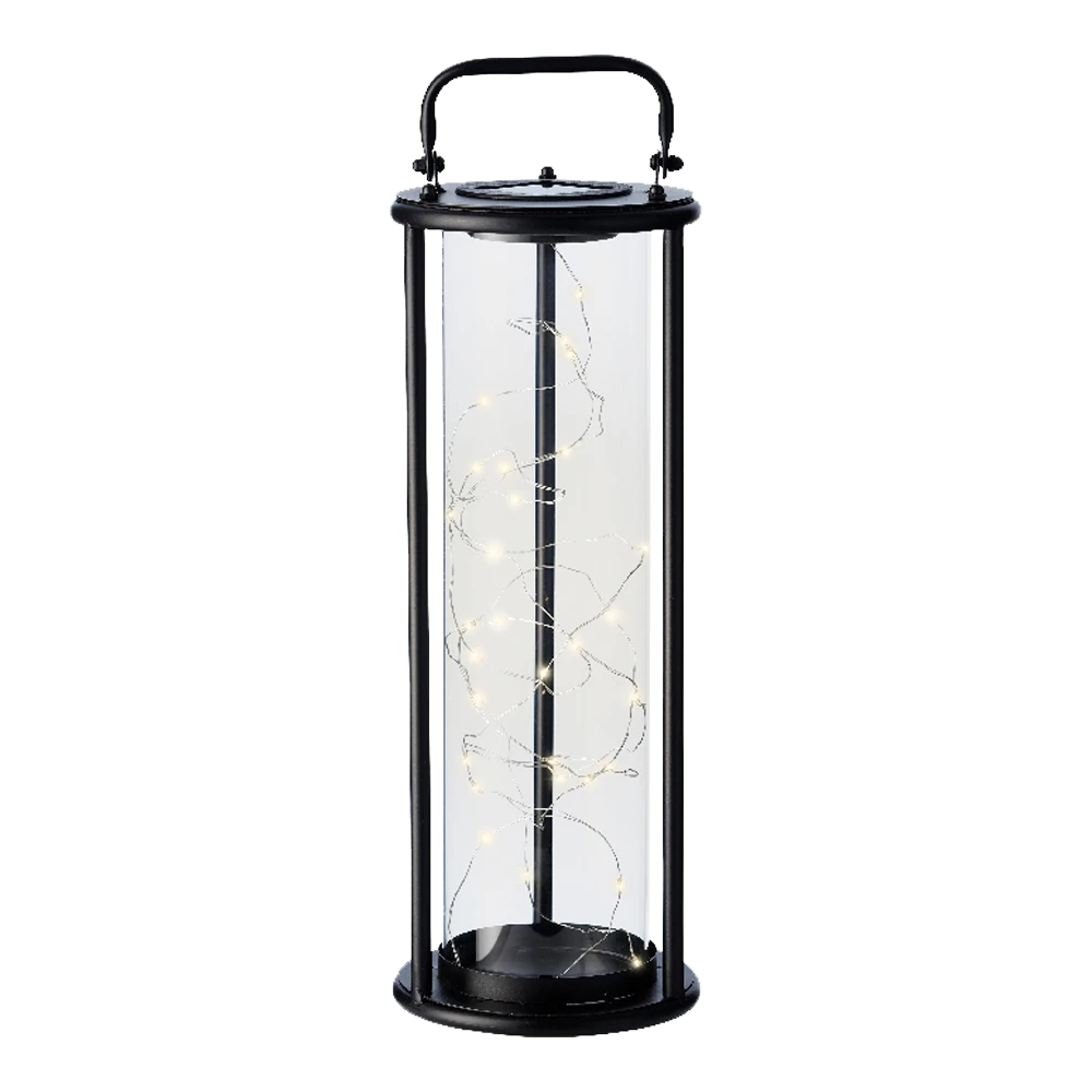 Lumineo Solar Lantaarn - LED - D15 X H42cm - Zwart 5 Lumineo Solar Lantaarn - LED - D15 X H42cm - Zwart - Afbeelding 5