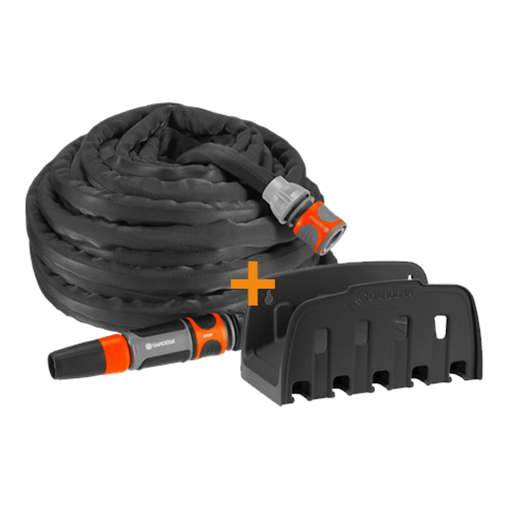 Textielslang Liano Set Met Wandslanghouder - 15m - Gardena 1 Textielslang Liano Set Met Wandslanghouder - 15m - Gardena