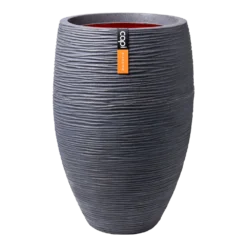 Capi Bloempot Hoog Nature Elegant Deluxe Rib NL - D38 X H58cm - Donkergrijs
