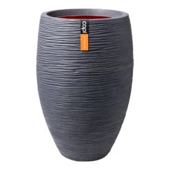 Capi Bloempot Hoog Nature Elegant Deluxe Rib NL - D56 X H84cm - Donkergrijs