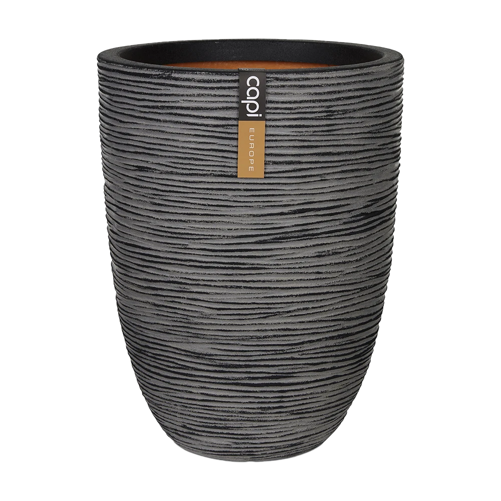 Capi Bloempot Nature Elegant Rib NL - D34 X H46cm - Antraciet 1 Capi Bloempot Nature Elegant Rib NL - D34 X H46cm - Antraciet