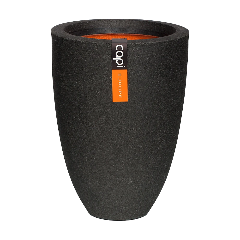 Capi Bloempot Urban Elegant Smooth NL - D26 X H36cm - Zwart 1 Capi Bloempot Urban Elegant Smooth NL - D26 X H36cm - Zwart