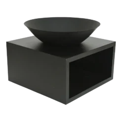 Vuurschaal Rond Met Houtopslag - D60cm - Zwart