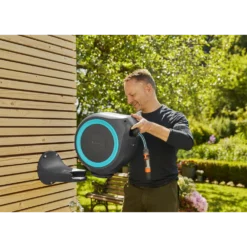 Wandslangenbox RollUp - S - 15m - Blauw - Gardena -Bloeiplek Verkoopwinkel wandslangenbox rollup s 15m blauw gardena 4 7