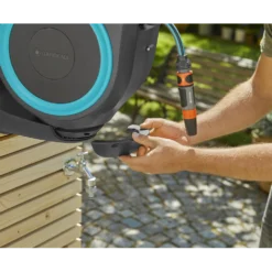 Wandslangenbox RollUp - S - 15m - Blauw - Gardena -Bloeiplek Verkoopwinkel wandslangenbox rollup s 15m blauw gardena 5 7