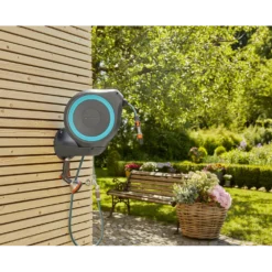 Wandslangenbox RollUp - S - 15m - Blauw - Gardena -Bloeiplek Verkoopwinkel wandslangenbox rollup s 15m blauw gardena 6 7